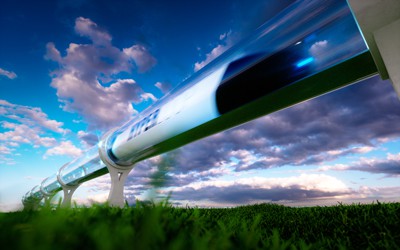 artistic rendering of what the Rocky Mountain Hyperloop could look like