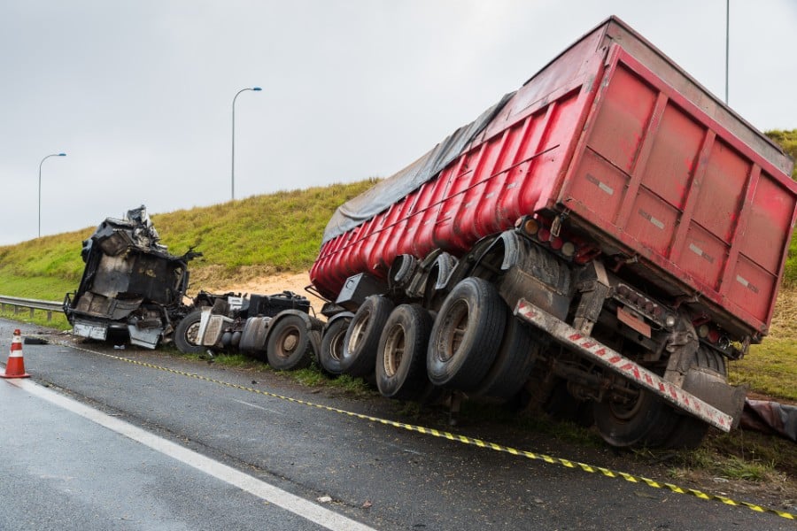 commercial truck damaged by fire | Arvada Trucking Accidents