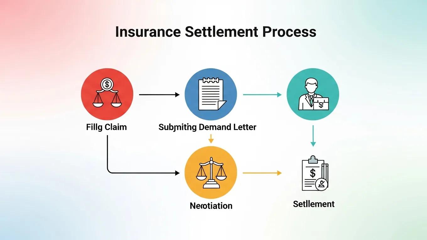 Visual representation of the insurance settlement process steps