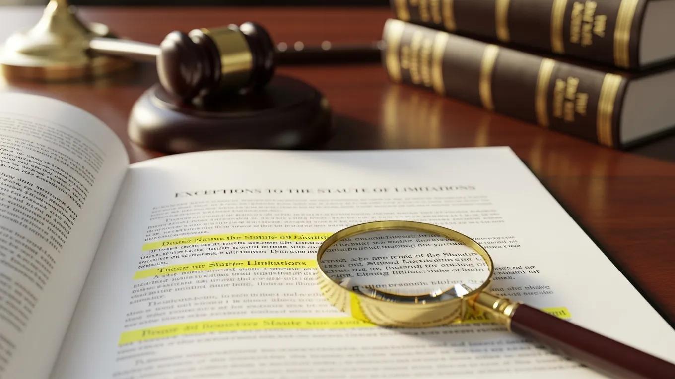 Close-up of legal document - exceptions and tolling rules explained